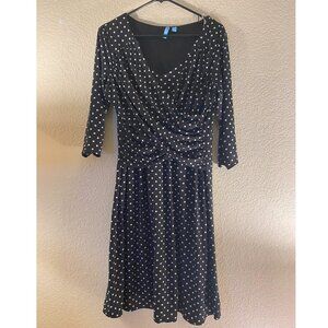 BSlim, Black with polka dots Mid Sleeve stretch dress, empire waist, Petite XL